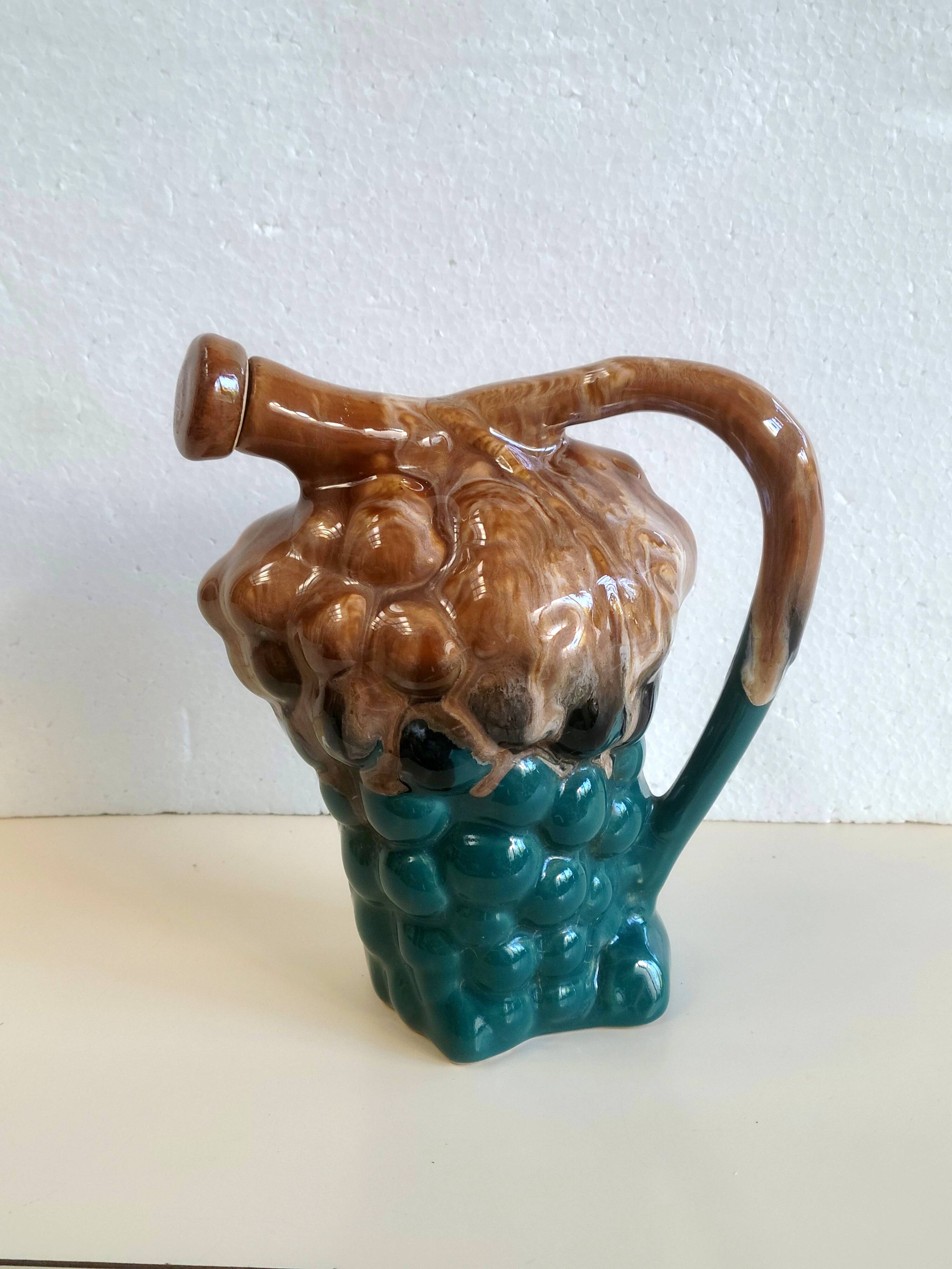 Carafe bottle grape barbotine ALPHO art deco
