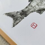 Framed art print, "Print of a bar" (gyotaku)