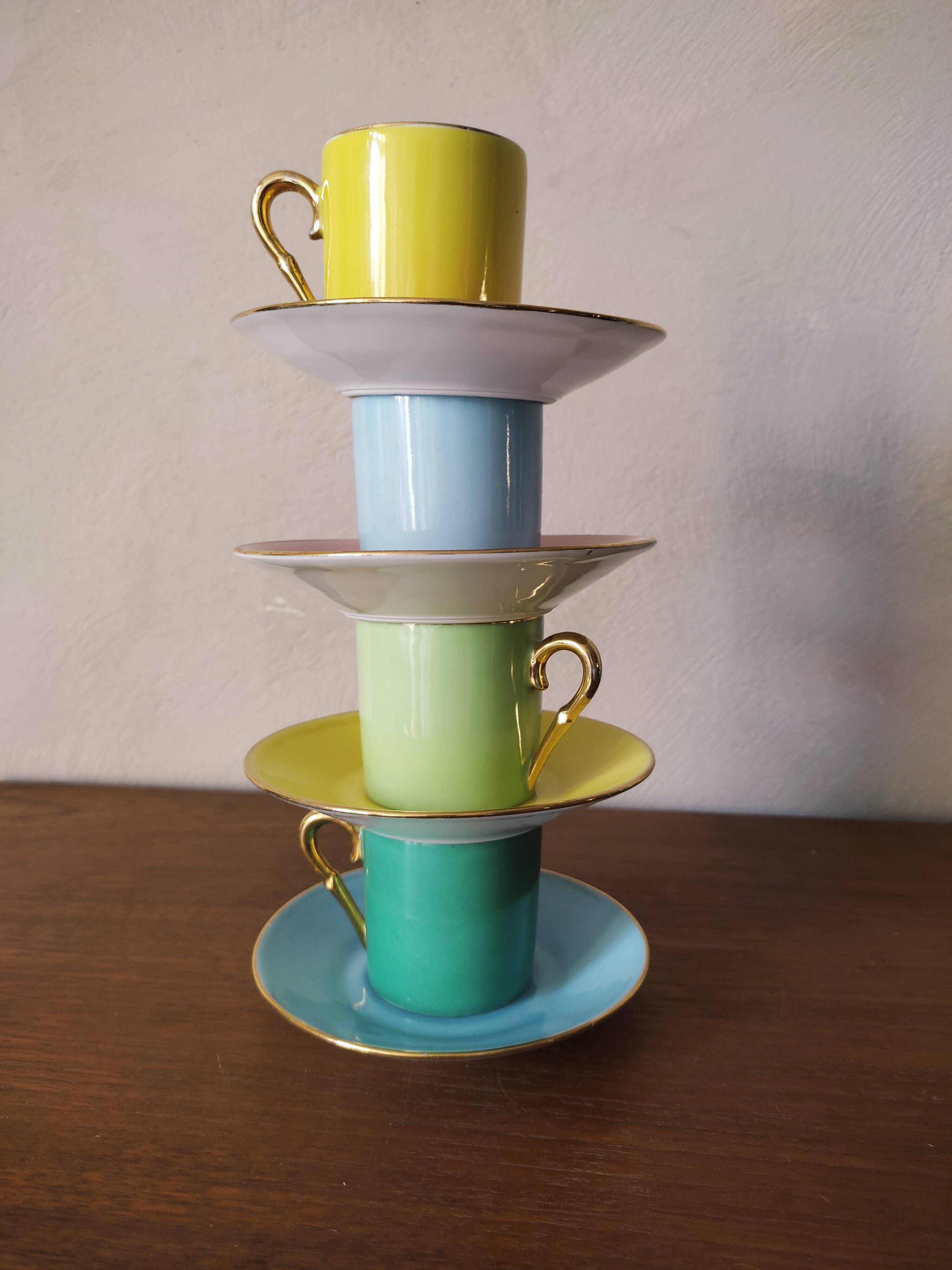 4 multicolored espresso cups