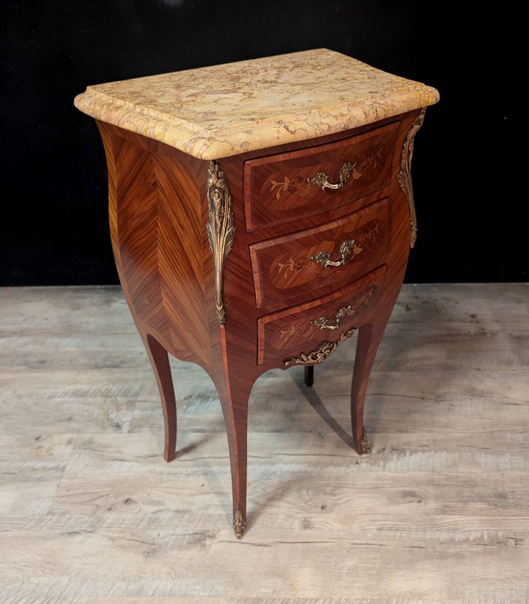 Pair of curved Louis XV style bedside tables