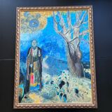 Oil on canvas framed after the work Buddha by Odilon Redon 100cm