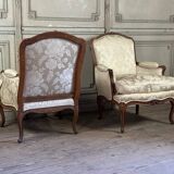 Pair of large Louis XV armchairs stamped Nicolas Quinibert Foliot, Paris, 18th century