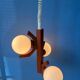 Mid-century brown Bony suspension with opaline glass shade.