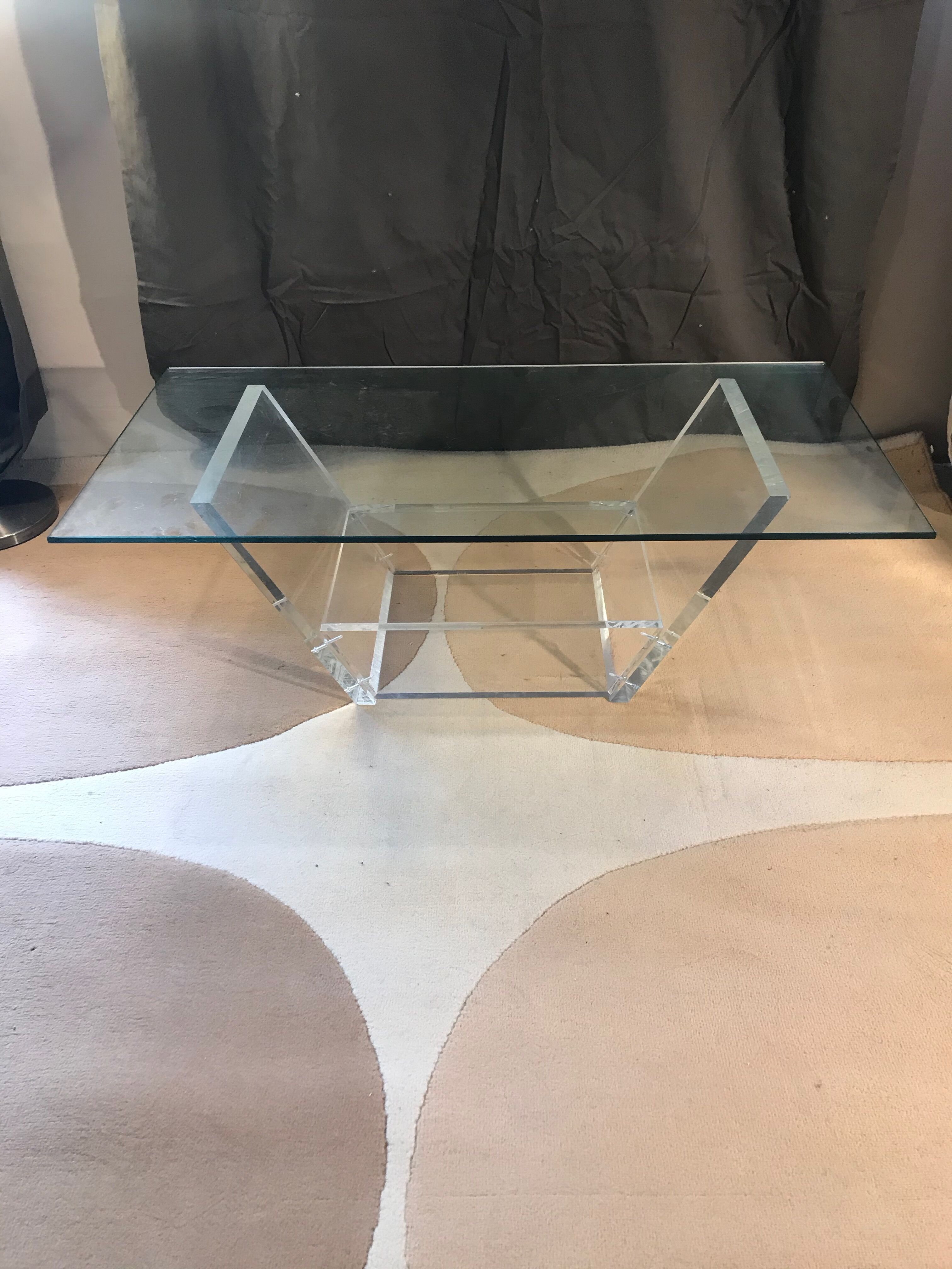 David Lange plexiglass coffee table