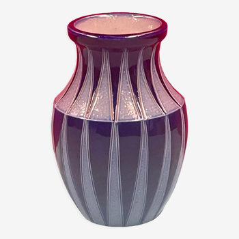 Vase art déco à décor géométrique, signature à identifier - grès d'alsace