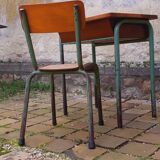 Vintage teak and solid oak schoolwork and its 50 year chair