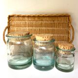 Glass jars with cork stopper