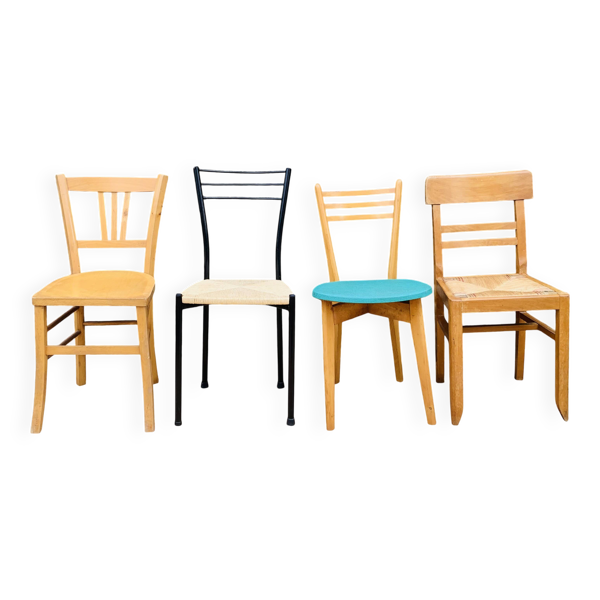 Ensemble de 4 chaises dépareillées