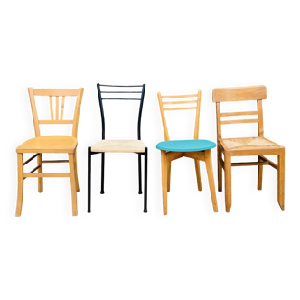 Ensemble de 4 chaises dépareillées