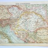 Old engraving 1898, Empire of Austria-Hungary, map • Lithograph, Original plate