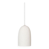 Speckled white ceramic suspended light fixture