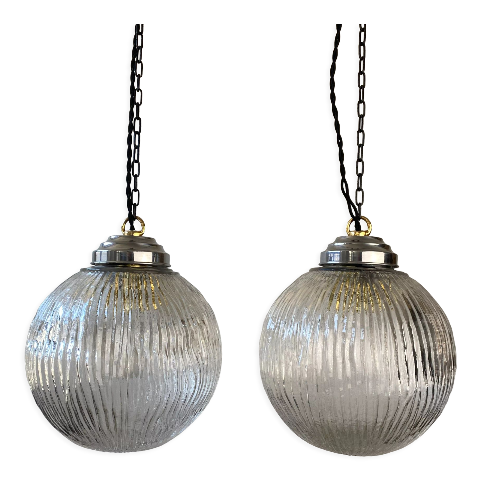 Pair of old pendant lamps art-deco