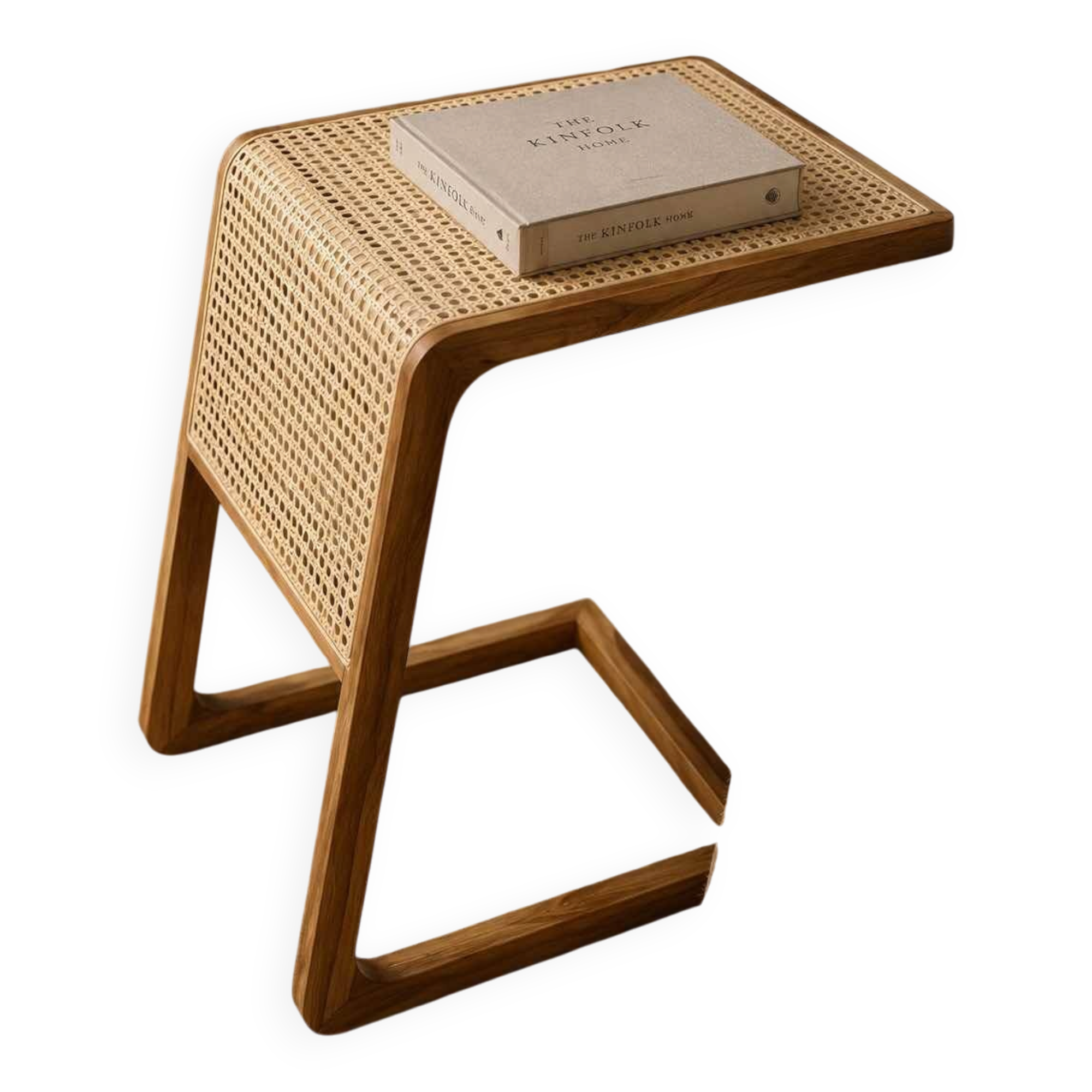 Table d’appoint de lit en bois et rotin en bois de teck
