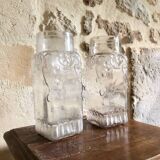 2 glass vases, 19th century.