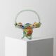 Multicolor Murano Glass Handle Bowl with Polka Dots, Ruffled Rim – 1970s Italian Mid-Century