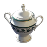 Limoges Medard porcelain sugar bowl of Noblat model Veronese green H 15 cm