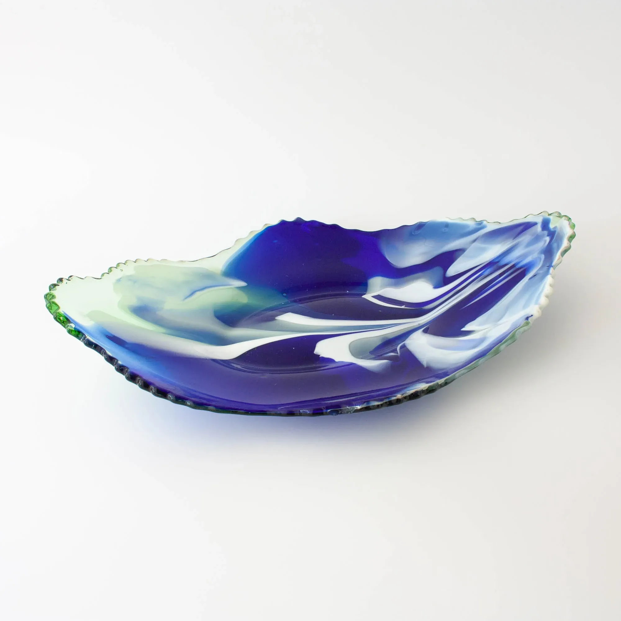 Vintage Leaf Design Glass Tray from Marinha Grande, 1960s