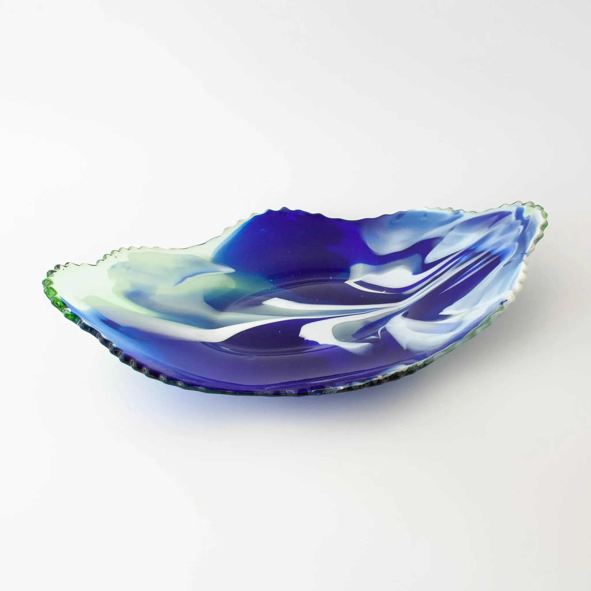 Vintage Leaf Design Glass Tray from Marinha Grande, 1960s
