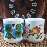 Vintage Lotus and Apple Arcopal Mugs