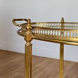 Vintage serving trolley in gilded brass and glass