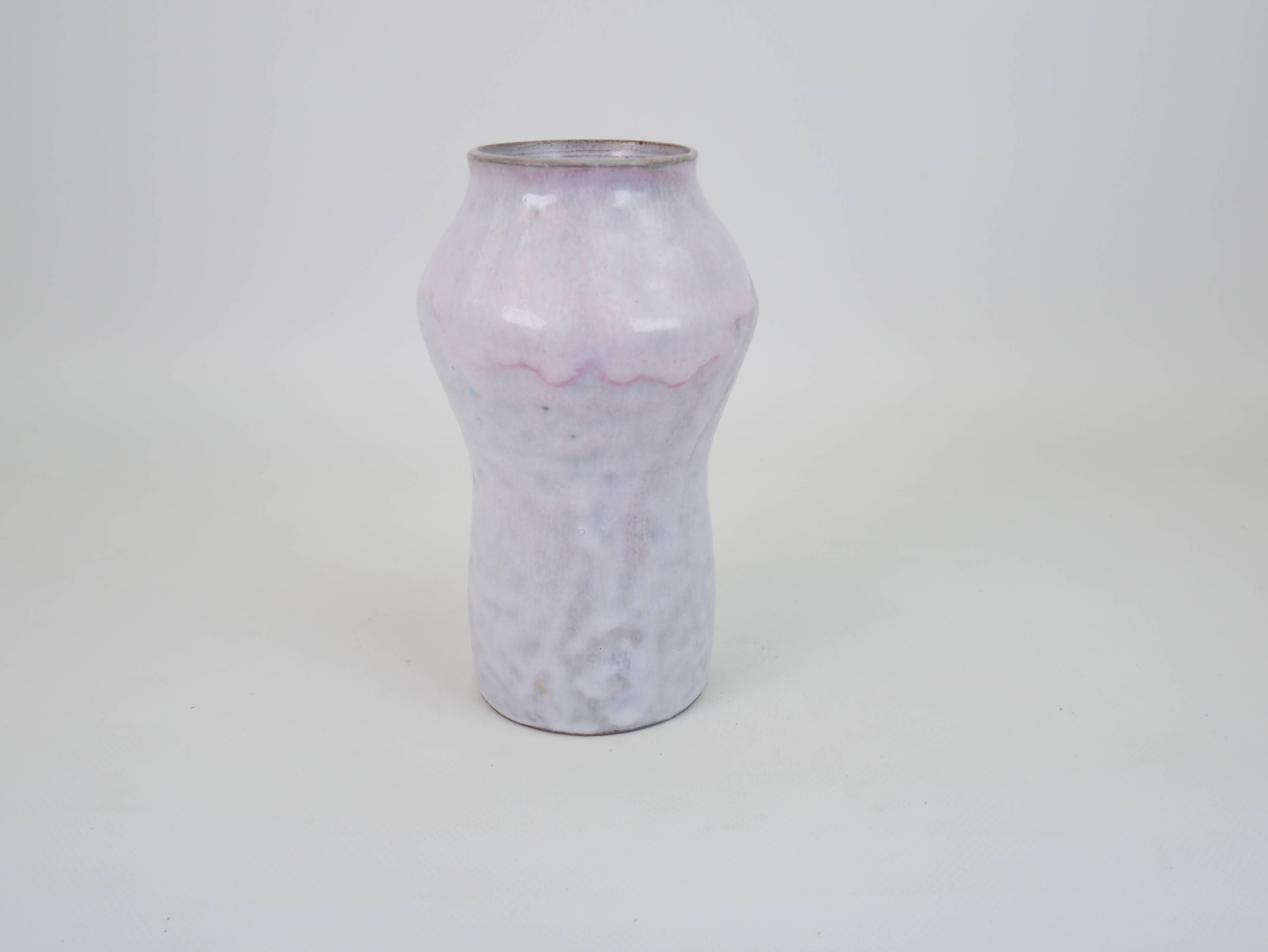 White-pink glazed ceramic vase