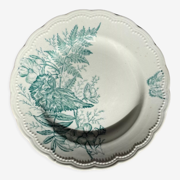Assiette Terre de Fer Fougère & papillon