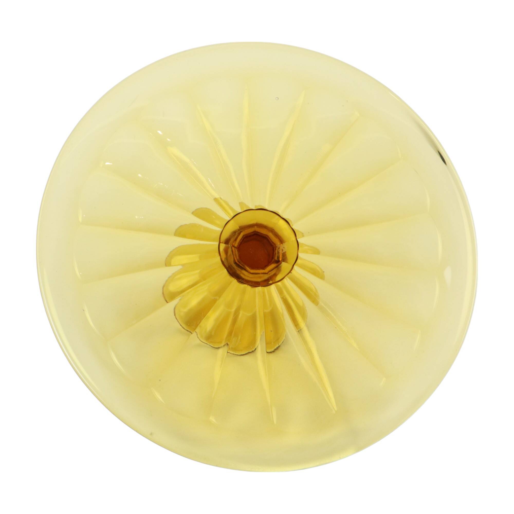Art Deco Amber Cake Dish Depression Glass Verrerie Scailmont