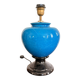 Ancien Lampe Balustre céramique Emaillée Bleue Italie Italy