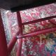 Vintage wooden rocking chair burgundy paint