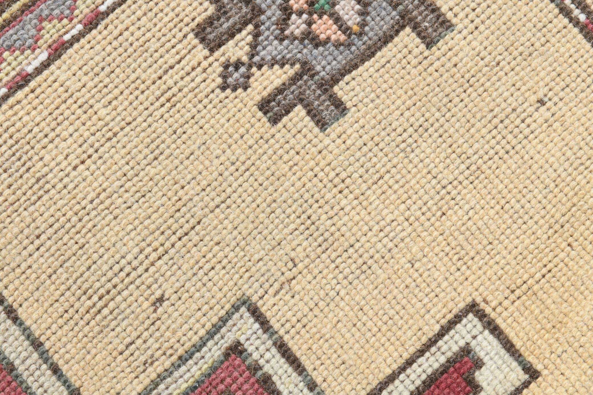 Light Yellow Red Modern Oushak Rug, 140x211Cm