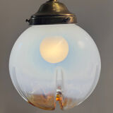 Grande suspension cascade verres de Murano ambrés et opalines