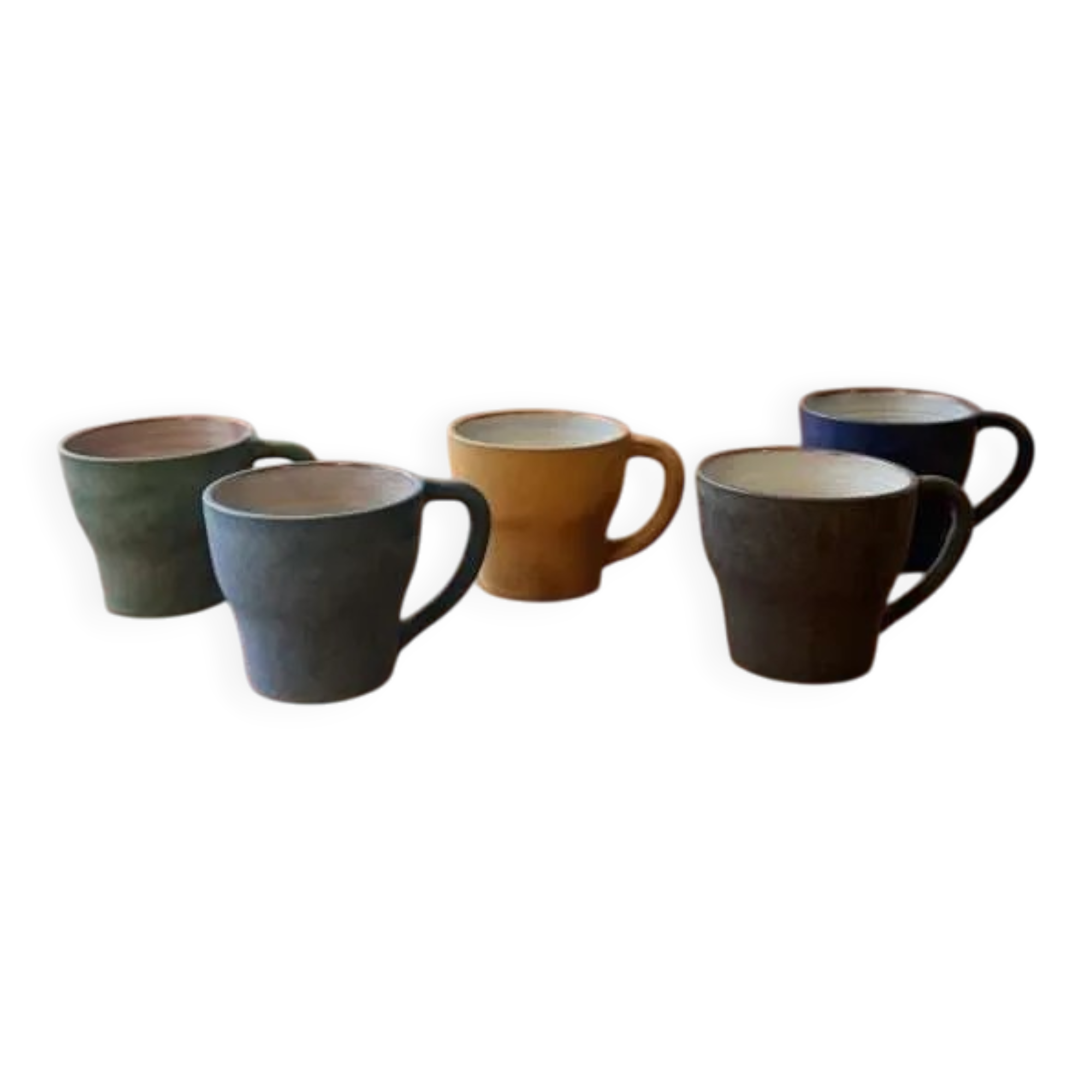 Set of five mugs from a 1960s Scandinavian studio.