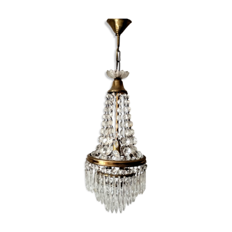 Lustre à pampilles en verre taillé