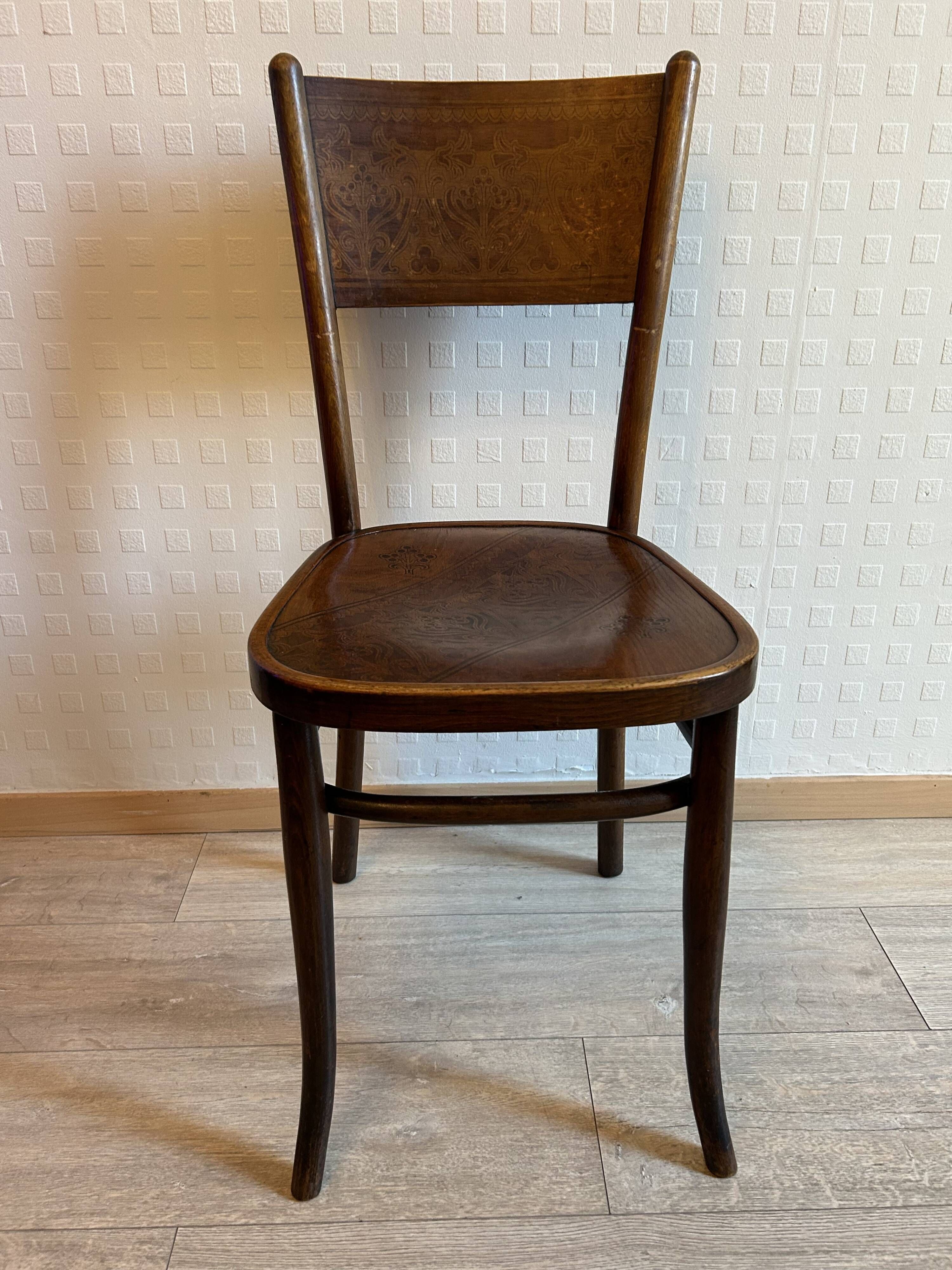 6 antique chairs Jacob & Josef Kohn – Vienna – Decorated bent wood – Style