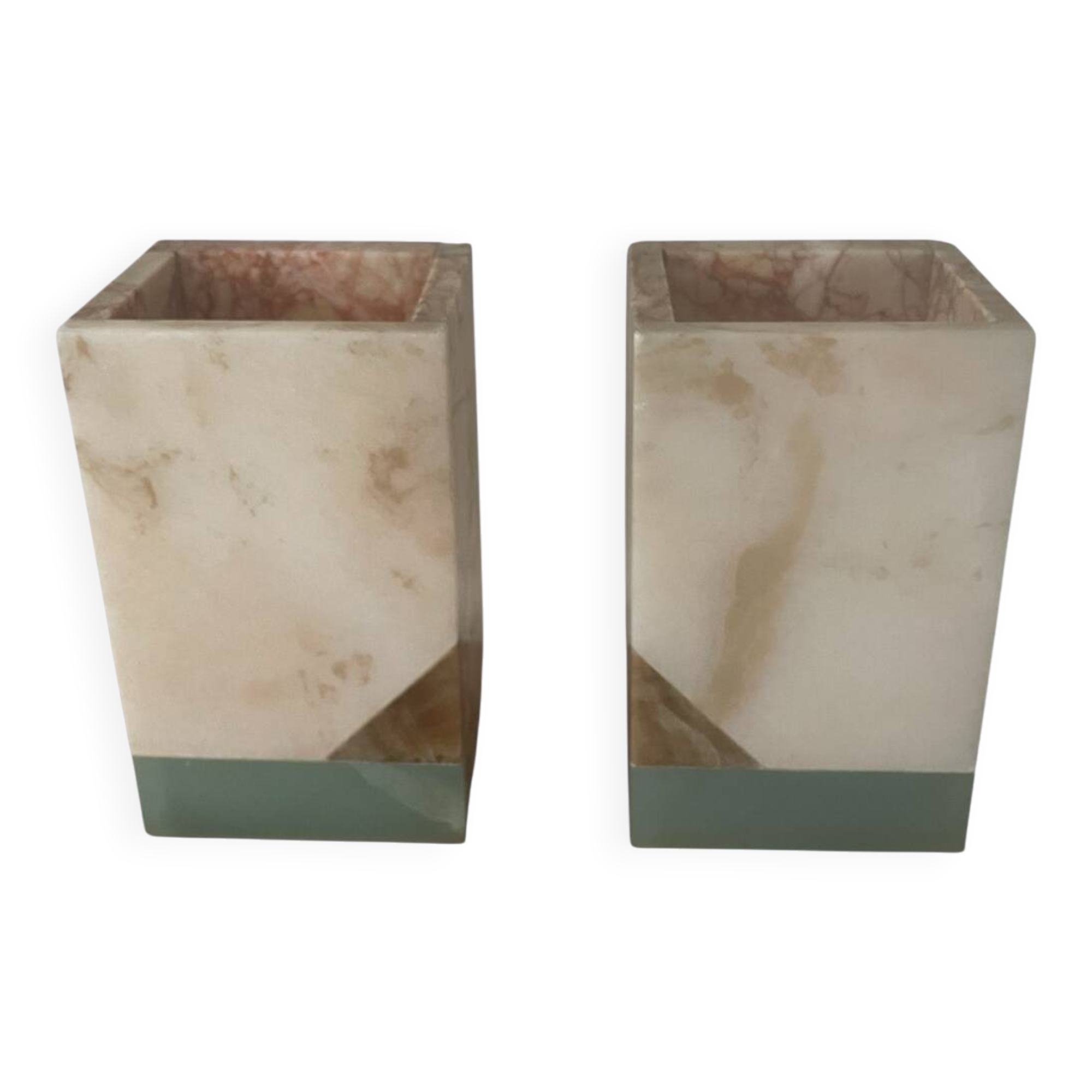 Pair of Art Deco marble and onyx bookends