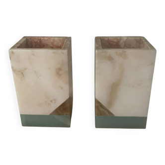 Pair of Art Deco marble and onyx bookends