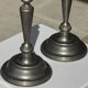 Two large antique silver-plated metal candlesticks, H30