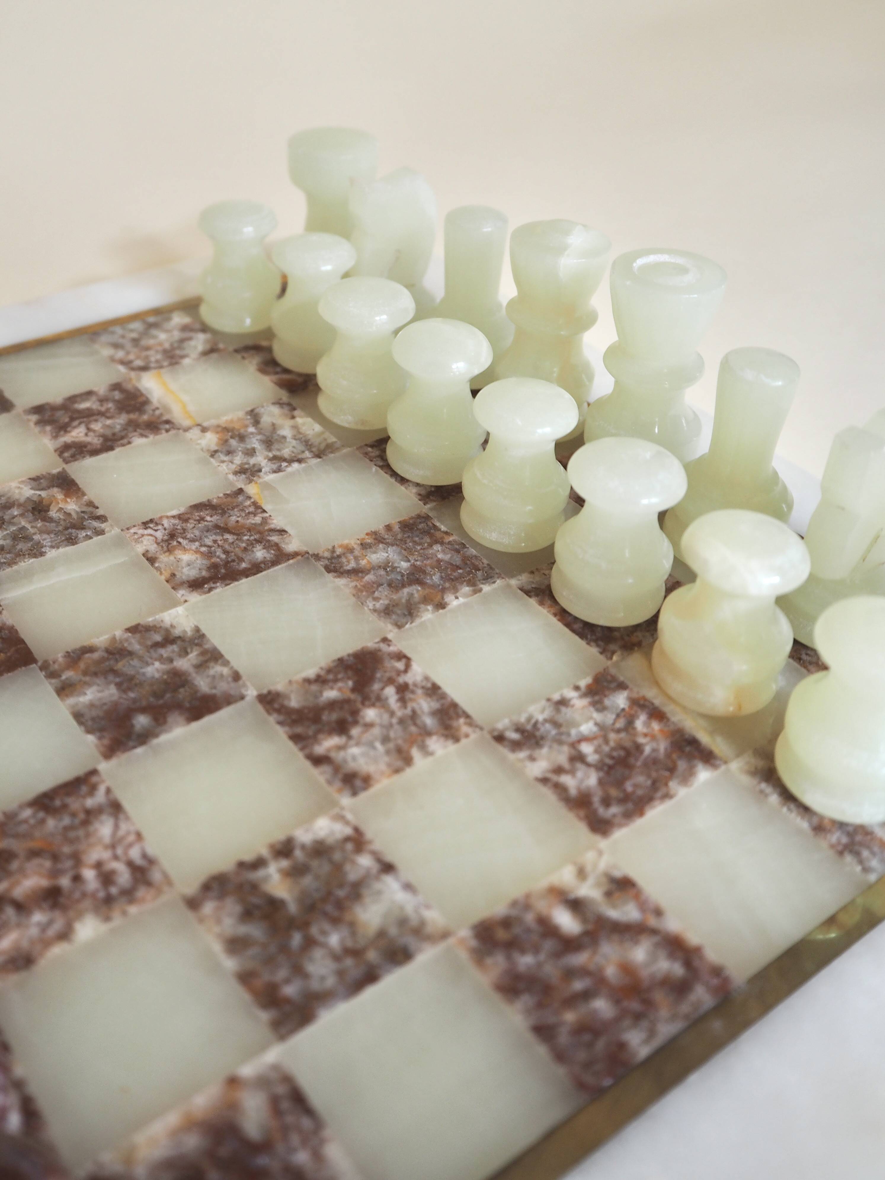 Onyx and marble chess set