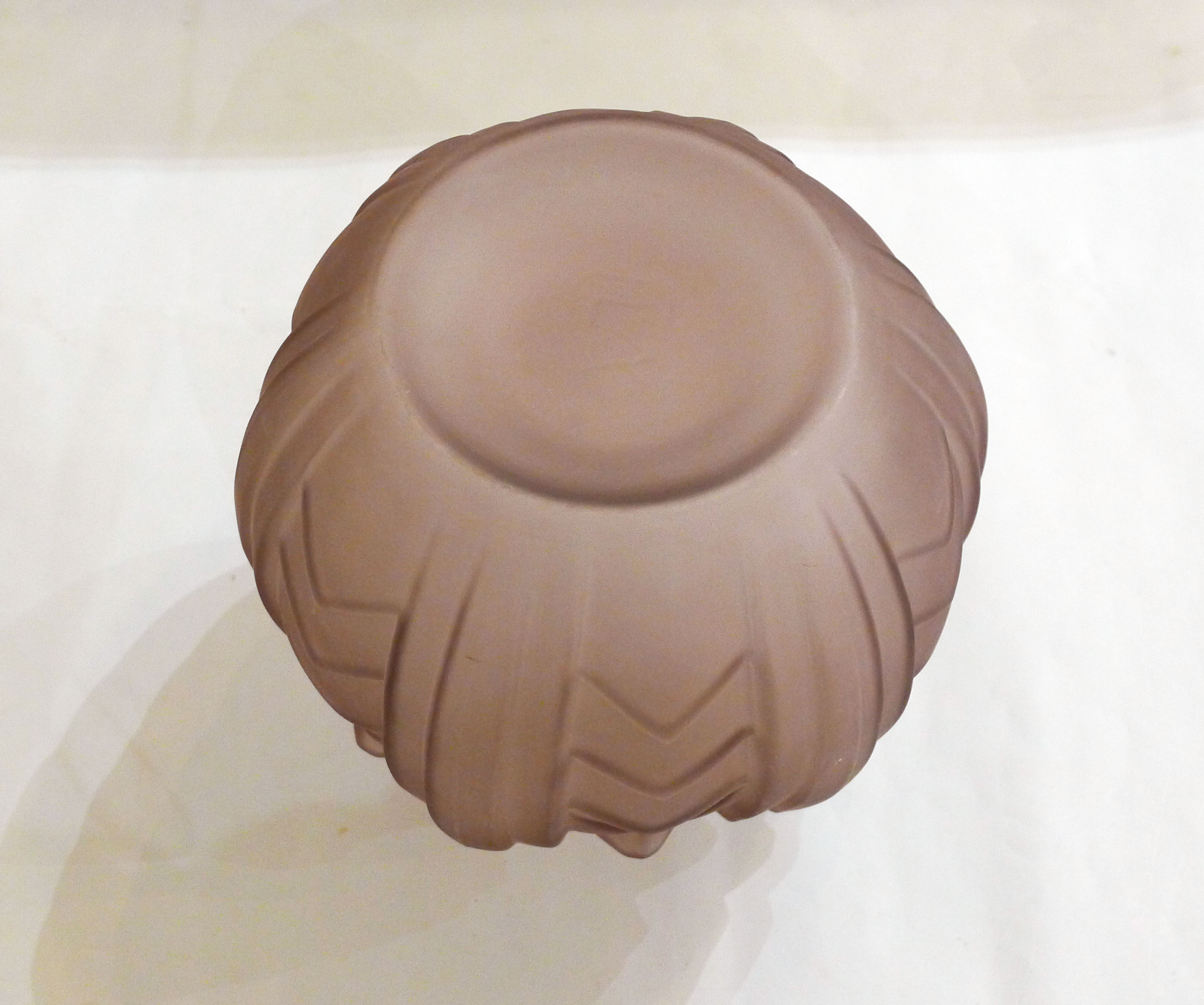 Art Deco ball vase, frosted violet glass