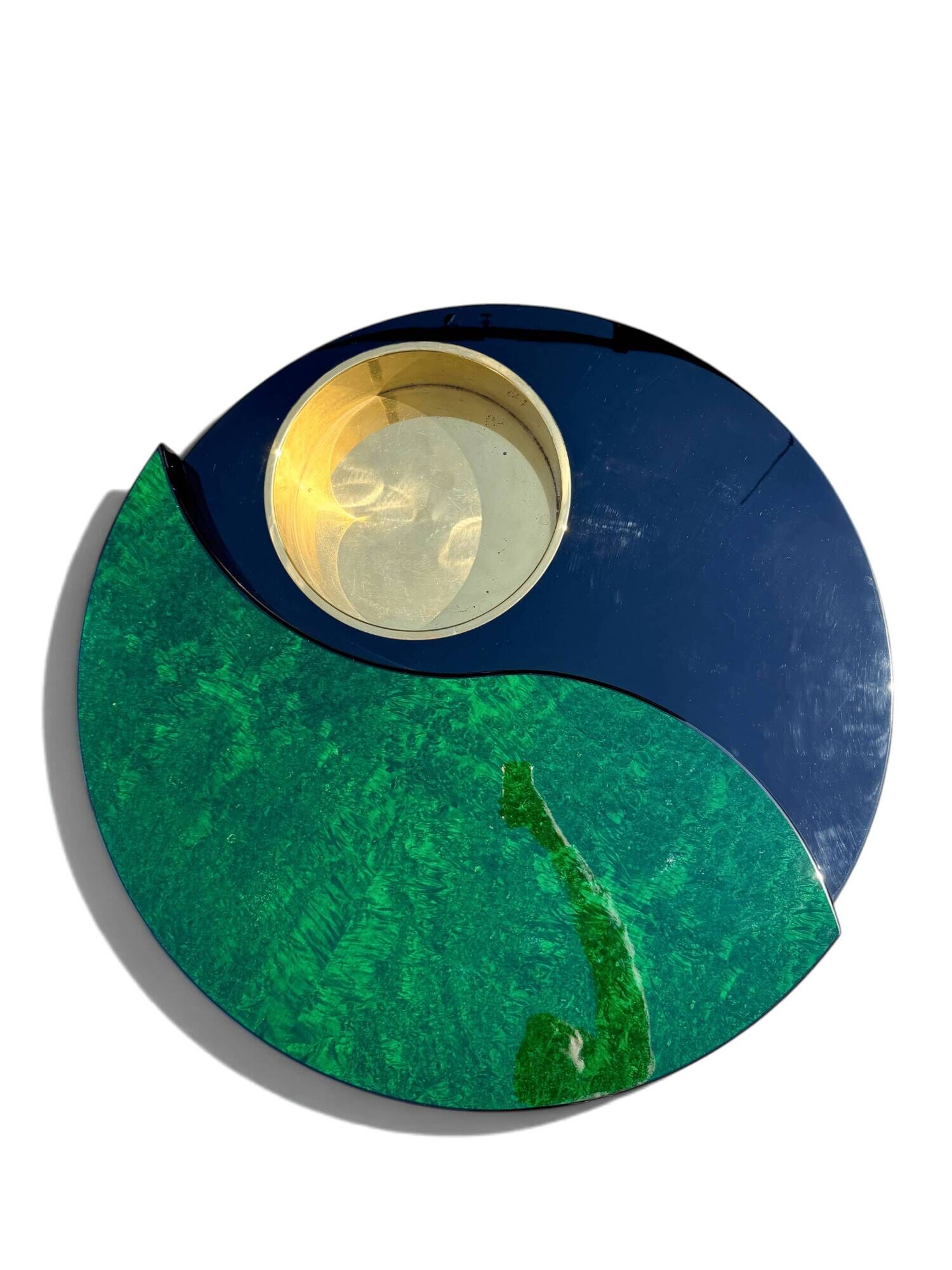 Rotating coffee table Yin Yang by Willy Rizzo, brass, 1970s