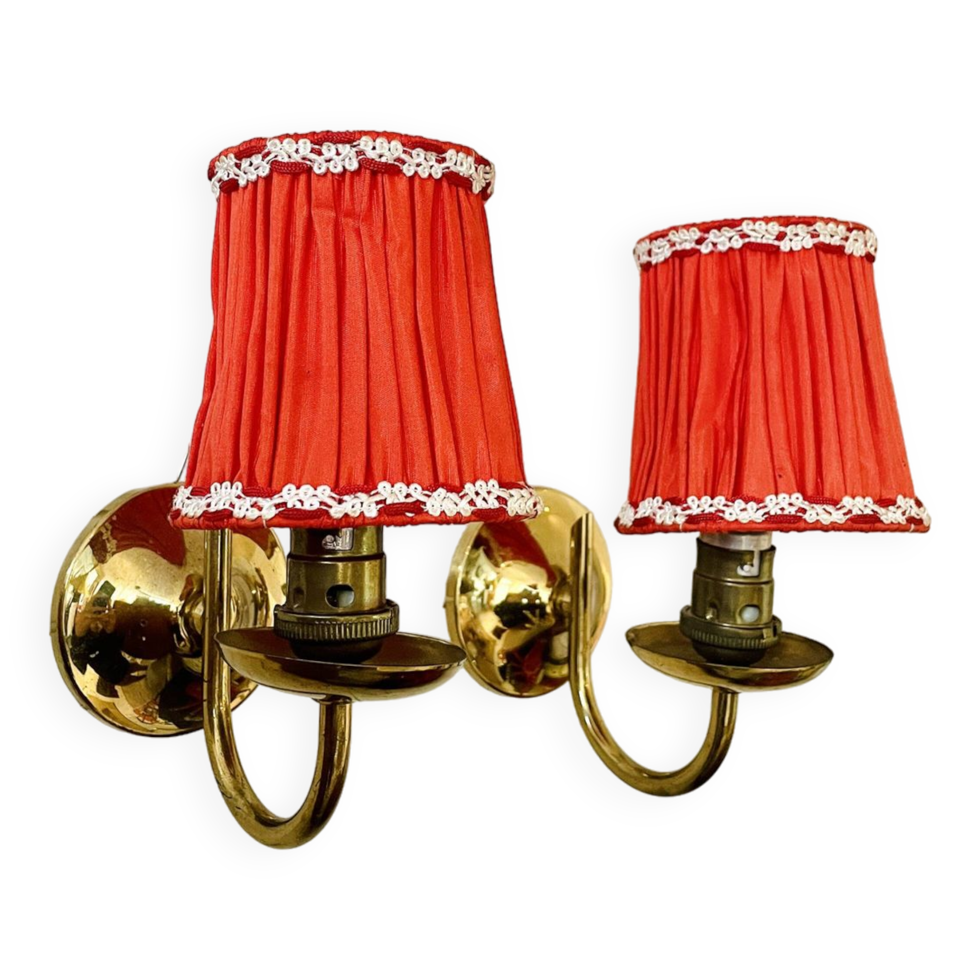 Paire d'appliques vintage en laiton