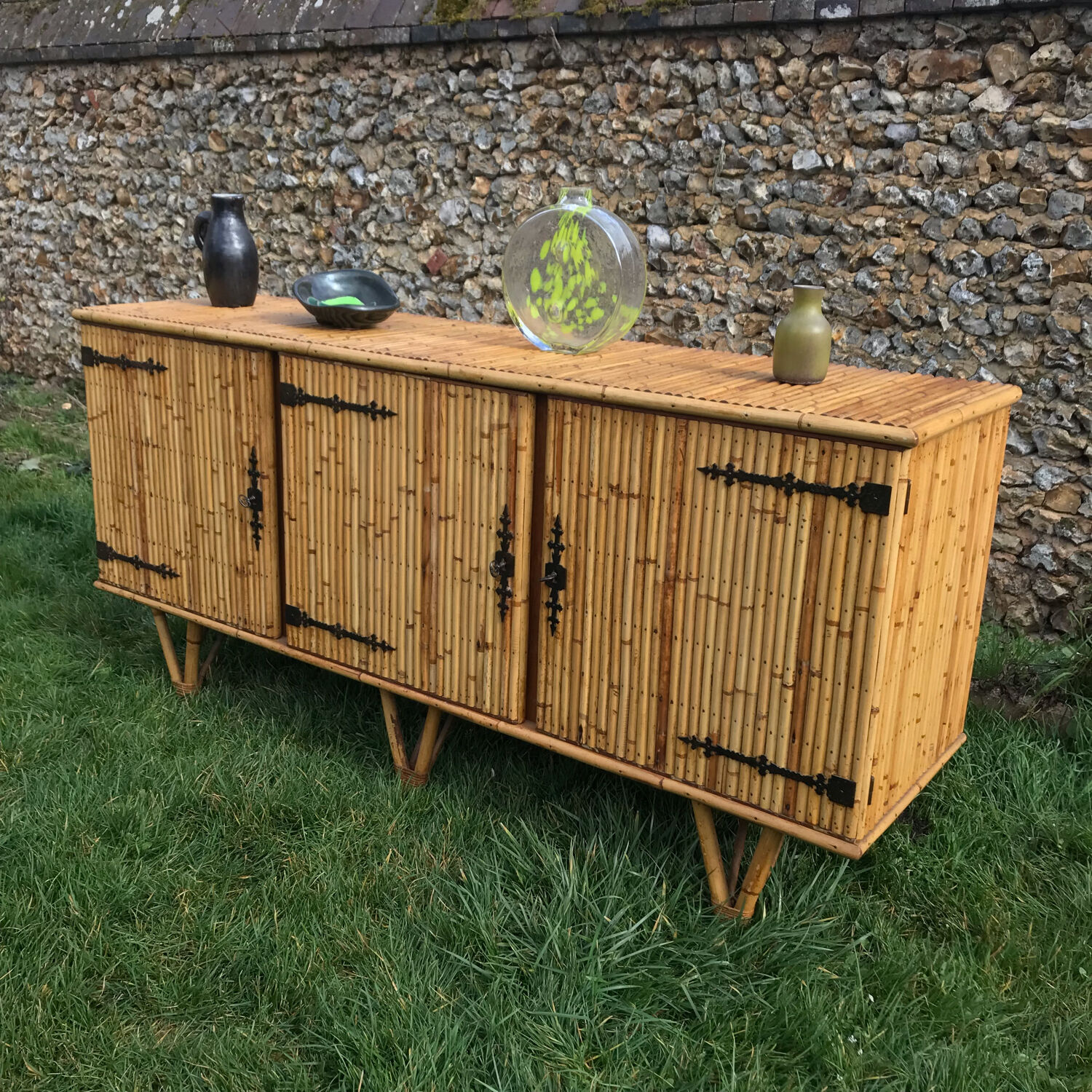 Vintage rattan sideboard 1960
