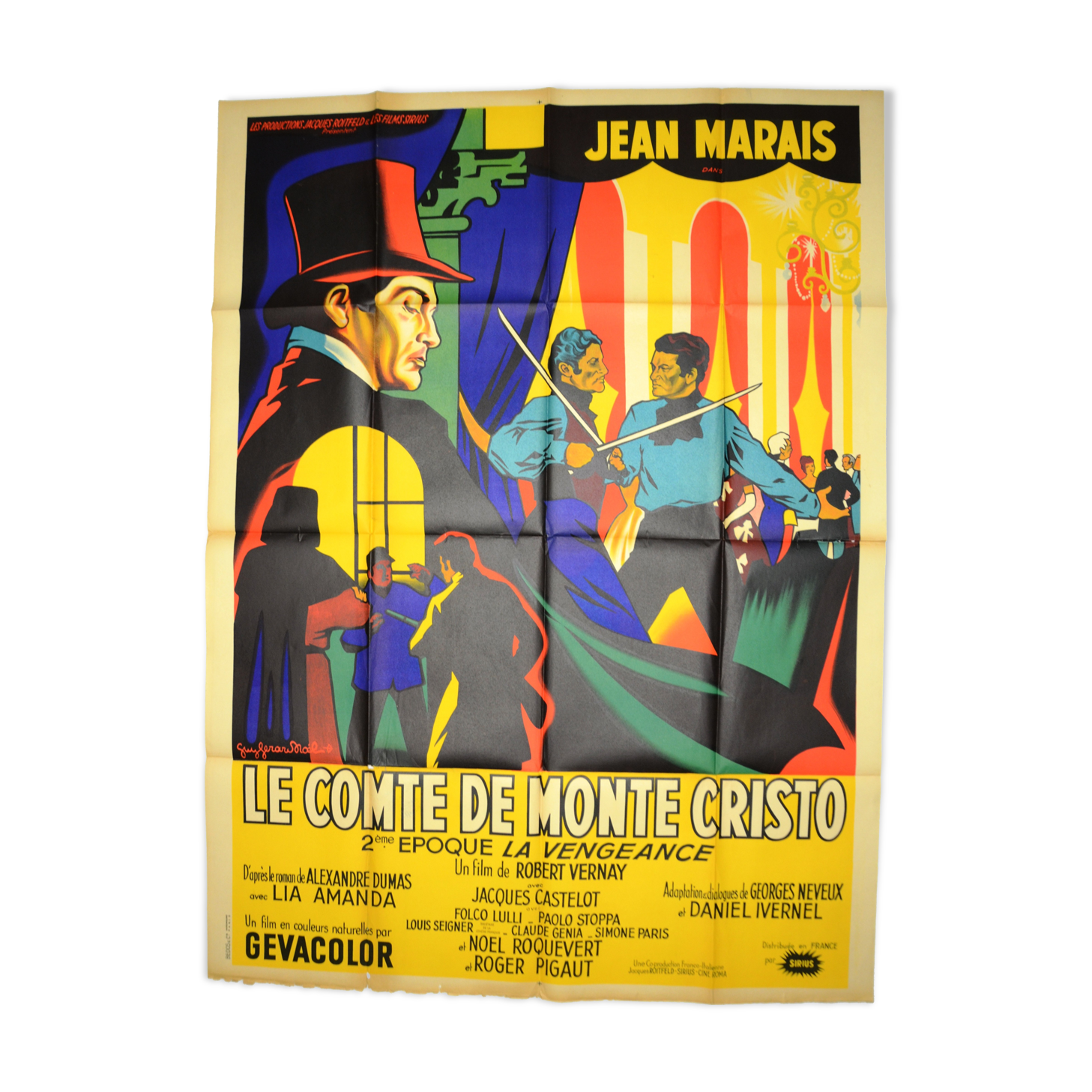 Original cinema poster "The Count of Monte Cristo " 1954 Jean Marais...