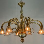Venetian chandelier in golden murano glass, 8 arms of light