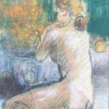 Young blonde girl, pastel on paper by Georges Marchou.