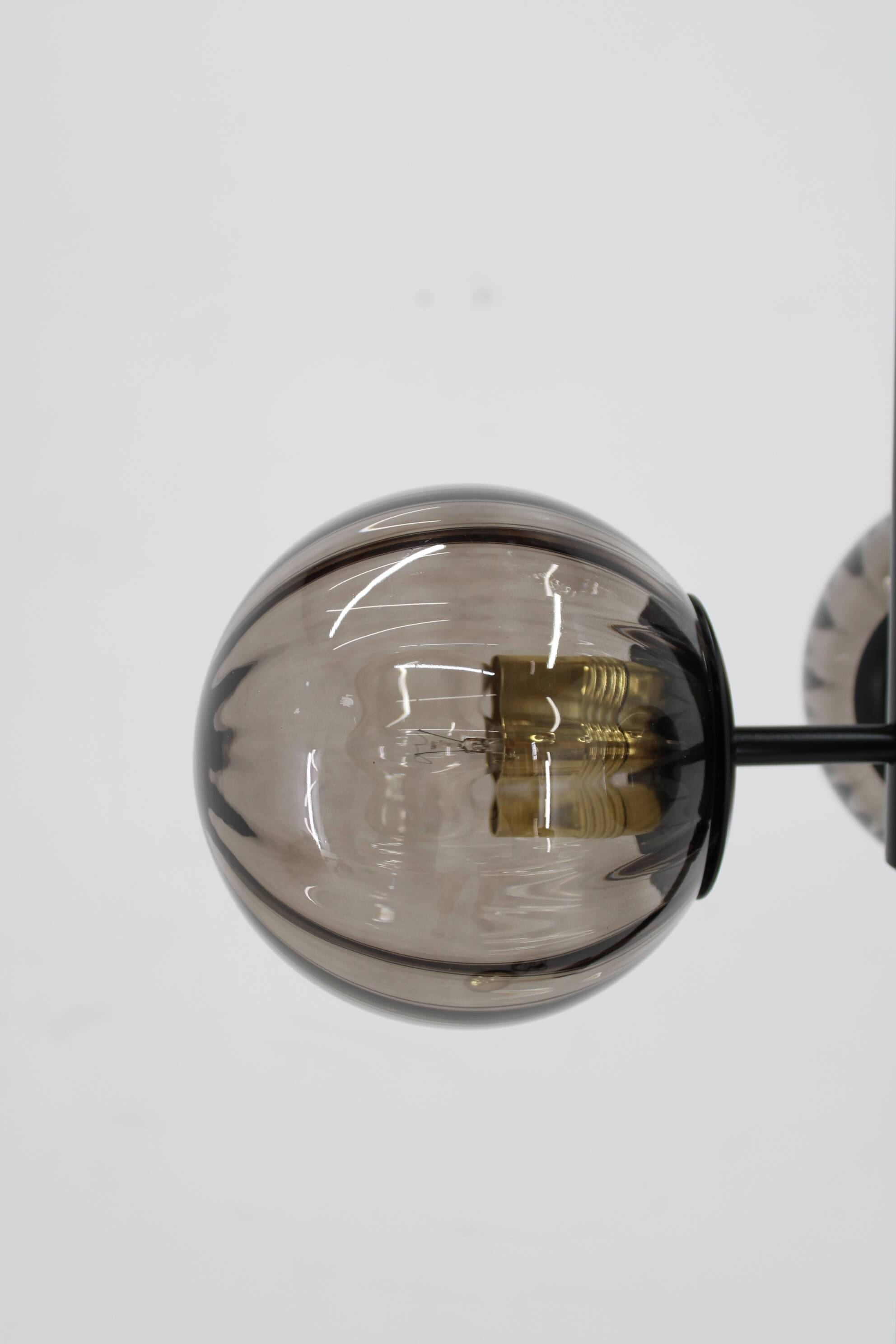 1980s Brass and Glass Floor Lamp, Restored