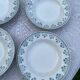 Set of 4 vintage deep plates in earthenware - Green floral pattern