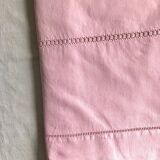 Drap ancien en lin et coton rose candy
