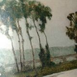 Signed lake landscape painting
