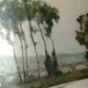 Signed lake landscape painting